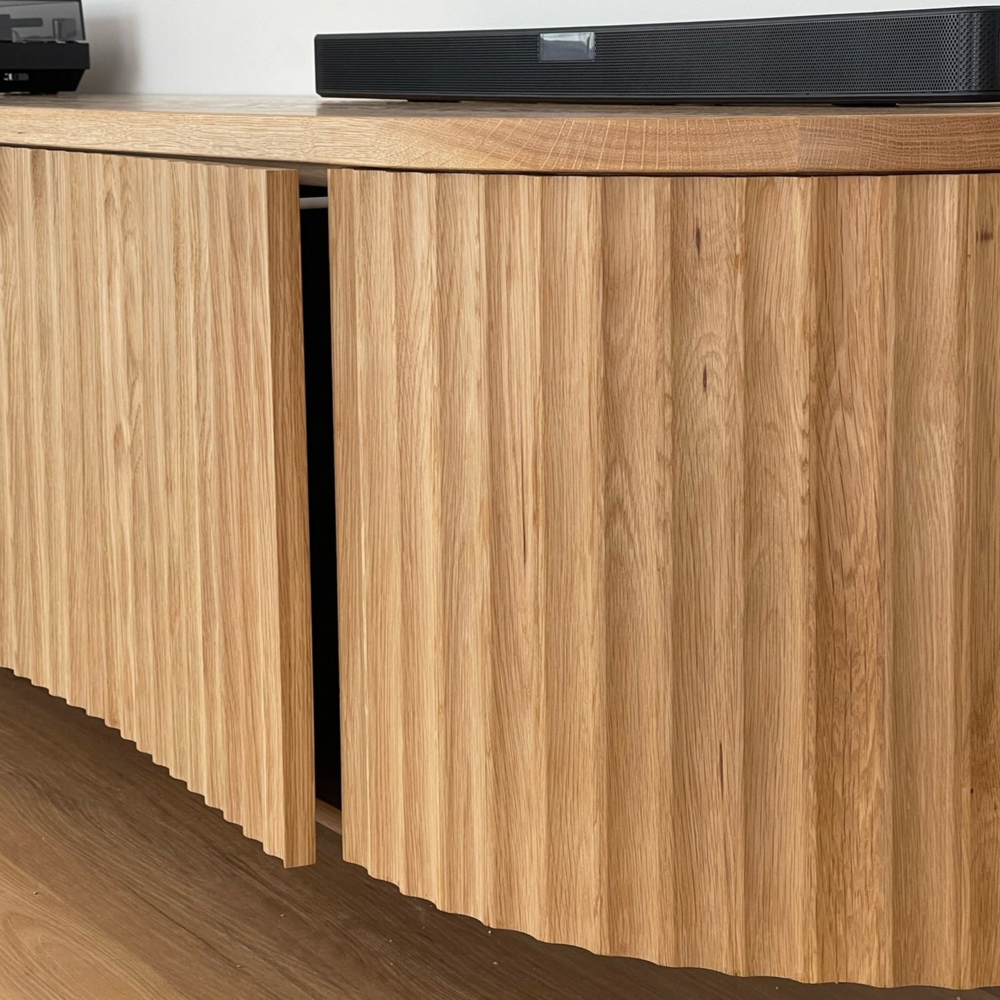 Curved Chunky Entertainment Unit - Solid Wood
