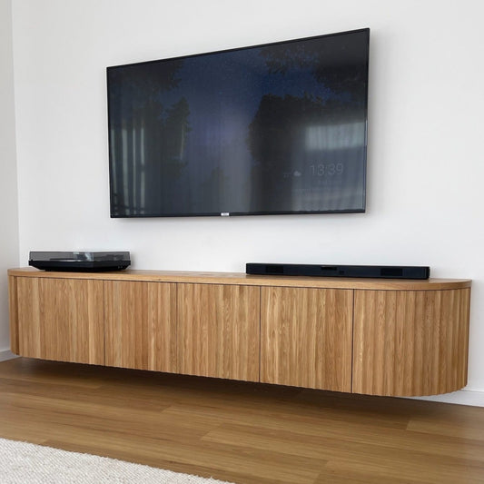 Curved Chunky Entertainment Unit - Solid Wood
